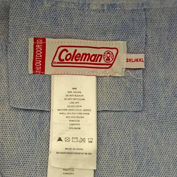 2 PCE RAIN SUIT, COLEMAN, LIGHT BLUE, UNISEX 3XL/4XL, WATERPROOF/ BREATHABLE, - Picture 7 of 16